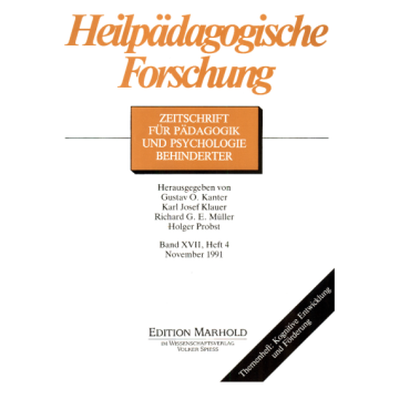 Heilpädagogische Forschung 4/1991