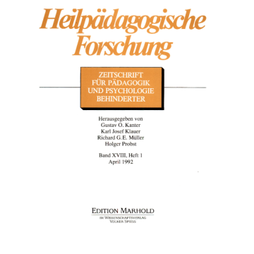 Heilpädagogische Forschung 1/1992