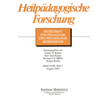 Heilpädagogische Forschung 2/1992
