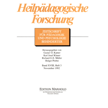 Heilpädagogische Forschung 3/1992