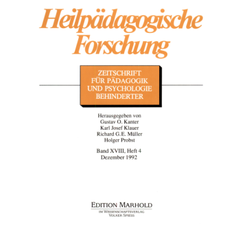 Heilpädagogische Forschung 4/1992