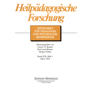 Heilpädagogische Forschung 1/1993