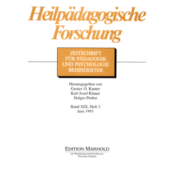 Heilpädagogische Forschung 2/1993
