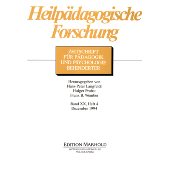 Heilpädagogische Forschung 4/1994
