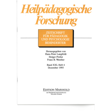 Heilpädagogische Forschung 4/1995
