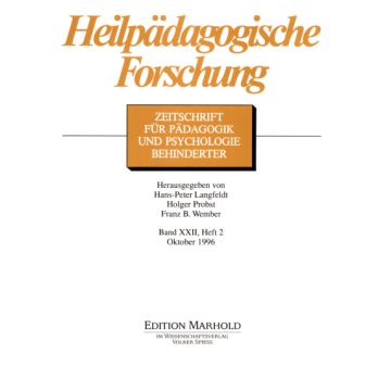 Heilpädagogische Forschung 2/1996