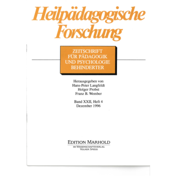 Heilpädagogische Forschung 4/1996