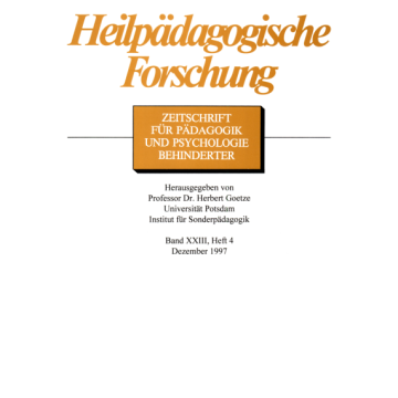 Heilpädagogische Forschung 4/1997