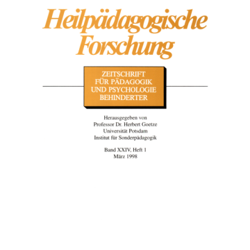 Heilpädagogische Forschung 1/1998