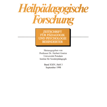 Heilpädagogische Forschung 3/1998