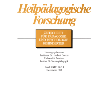Heilpädagogische Forschung 4/1998
