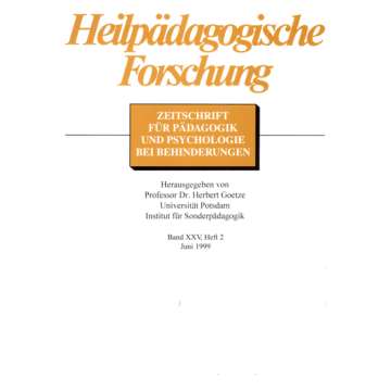 Heilpädagogische Forschung 2/1999