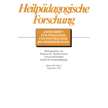 Heilpädagogische Forschung 3/1999