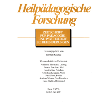 Heilpädagogische Forschung 2/2001