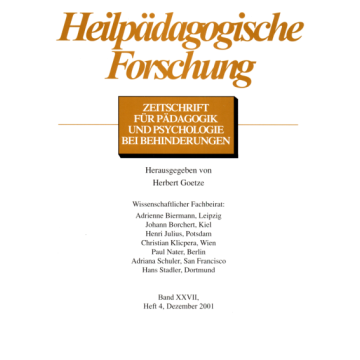Heilpädagogische Forschung 4/2001