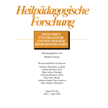 Heilpädagogische Forschung 1/2002