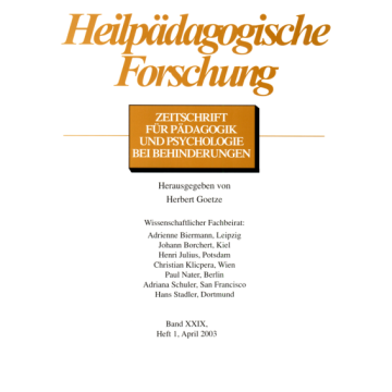 Heilpädagogische Forschung 1/2003