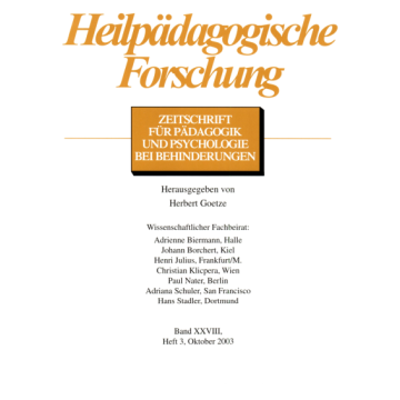 Heilpädagogische Forschung 3/2003