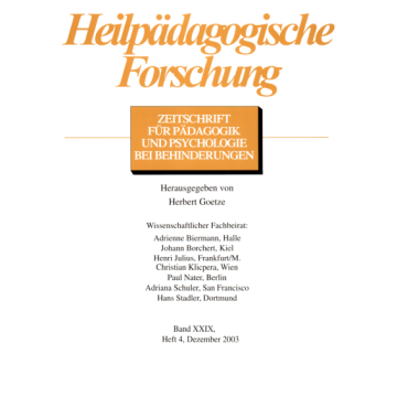 Heilpädagogische Forschung 4/2003