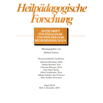 Heilpädagogische Forschung 4/2005