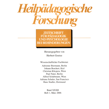 Heilpädagogische Forschung 1/2006