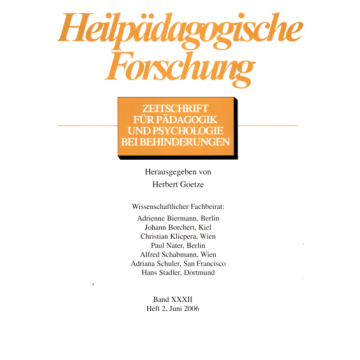 Heilpädagogische Forschung 2/2006