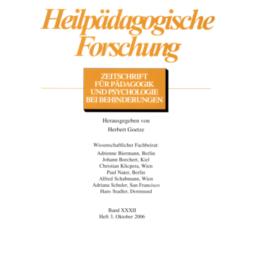 Heilpädagogische Forschung 3/2006