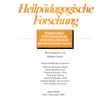 Heilpädagogische Forschung 4/2006