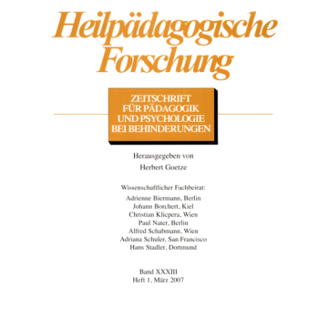 Heilpädagogische Forschung 1/2007
