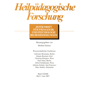 Heilpädagogische Forschung 2/2007