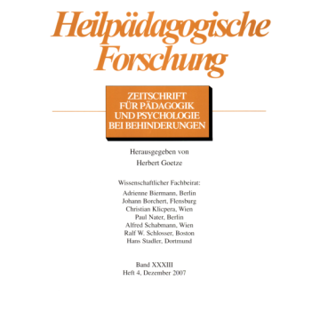 Heilpädagogische Forschung 4/2007