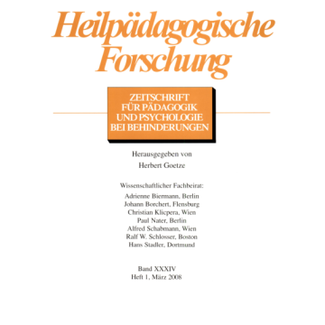 Heilpädagogische Forschung 1/2008