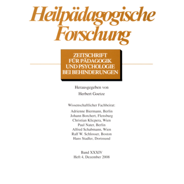 Heilpädagogische Forschung 4/2008