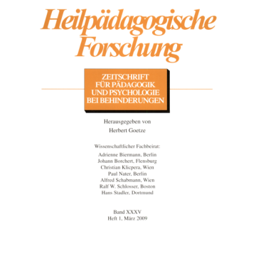 Heilpädagogische Forschung 1/2009
