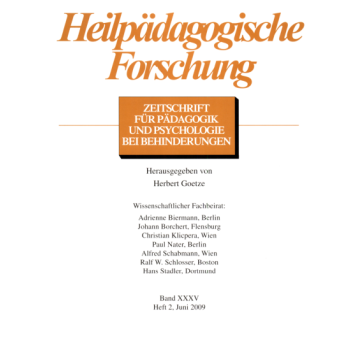 Heilpädagogische Forschung 2/2009