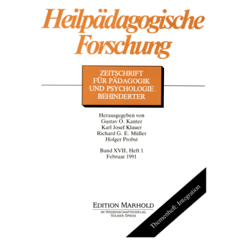 Heilpädagogische Forschung 1/1991