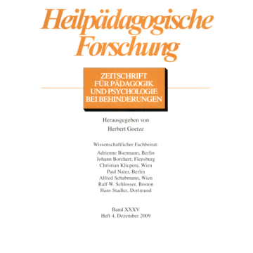 Heilpädagogische Forschung 4/2009
