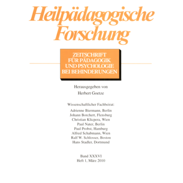 Heilpädagogische Forschung 1/2010