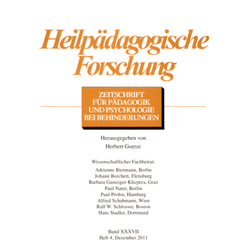 Heilpädagogische Forschung 4/2011
