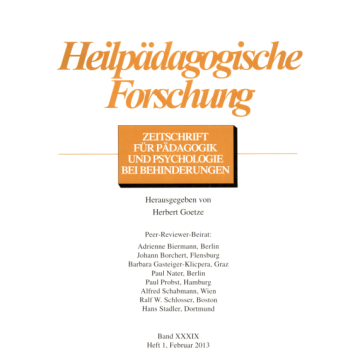 Heilpädagogische Forschung 1/2013