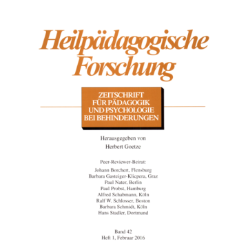 Heilpädagogische Forschung 1/2016